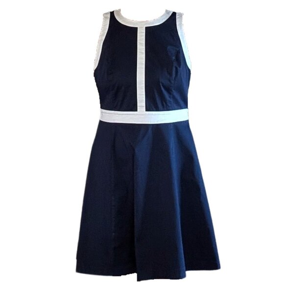 Banana Republic Dresses & Skirts - Banana Republic Sleeveless A-line Dress Navy and White Size 14